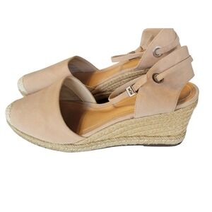 Schutz Pink Wedge Sandals 10 Ankle Strap Closed Toe Espadrille Minimalist Summer